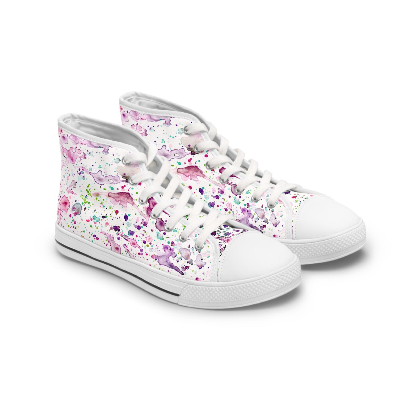 Women's High Top Sneakers — Pastel Watercolor Floral Splatter Pattern