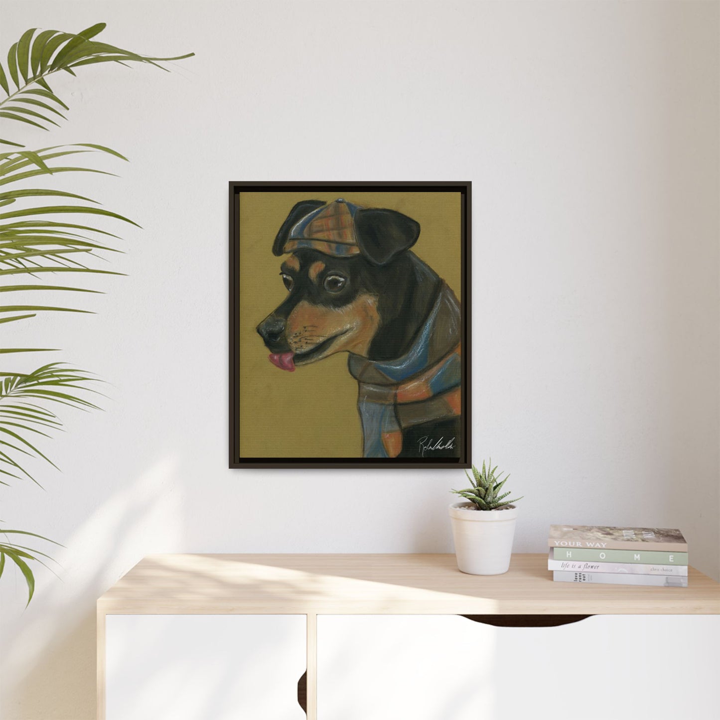 Small Chihuahua Dog in Hat Framed Wall Art