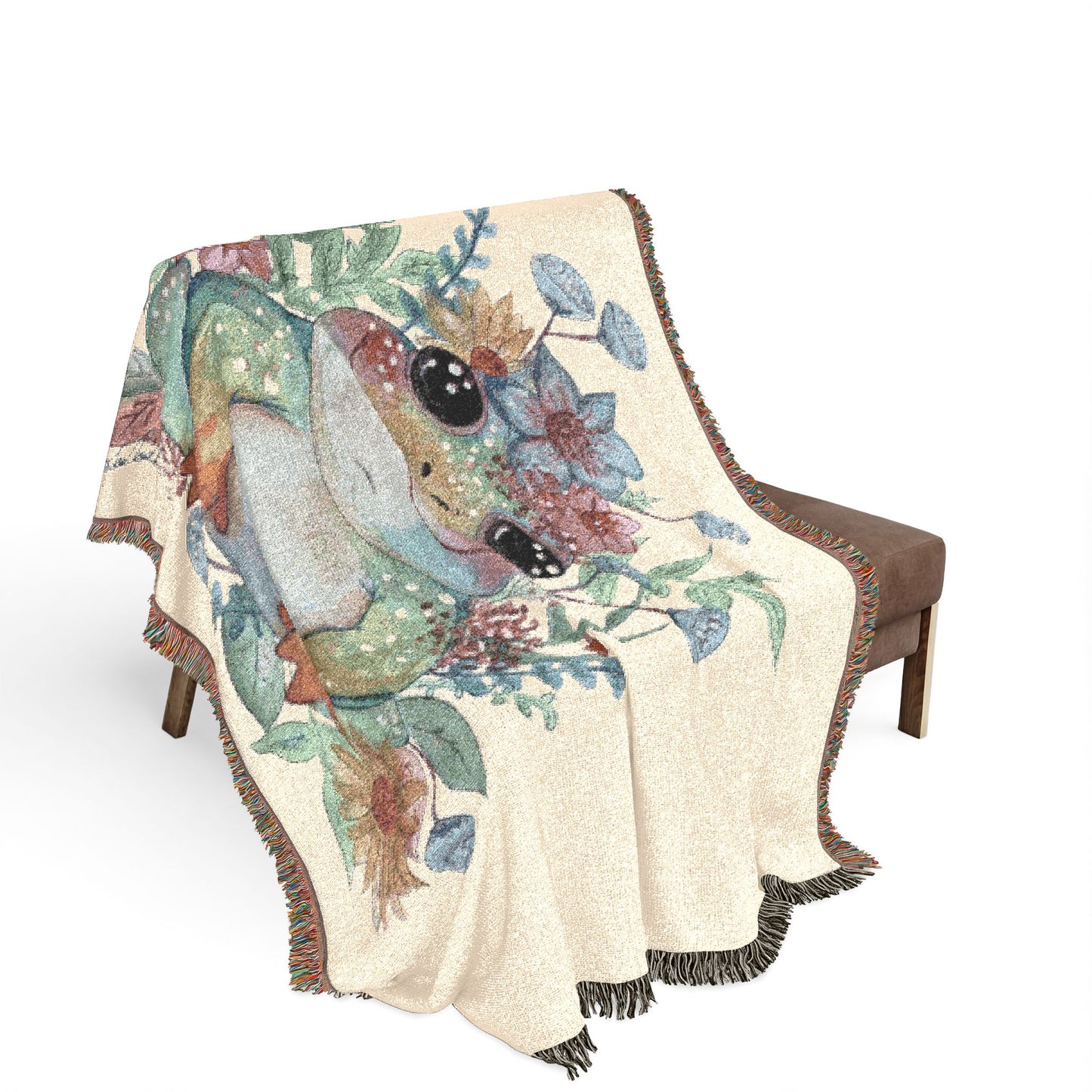 Frog Floral Woven Blanket