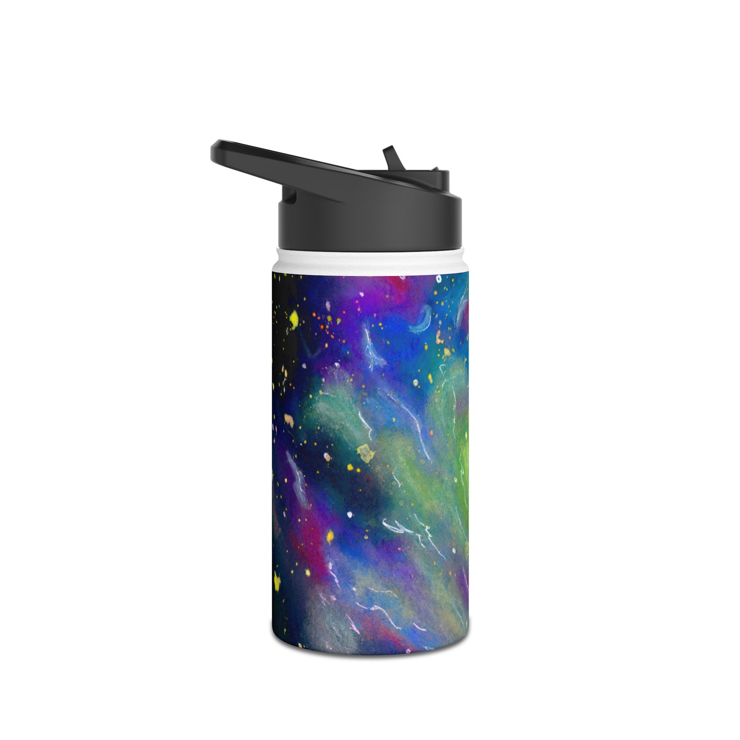 Rainbow Vortex Galaxy Stainless Steel Water Bottle, Standard Lid