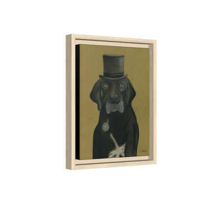 Black Lab Dog in Top Hat Framed Wall Art
