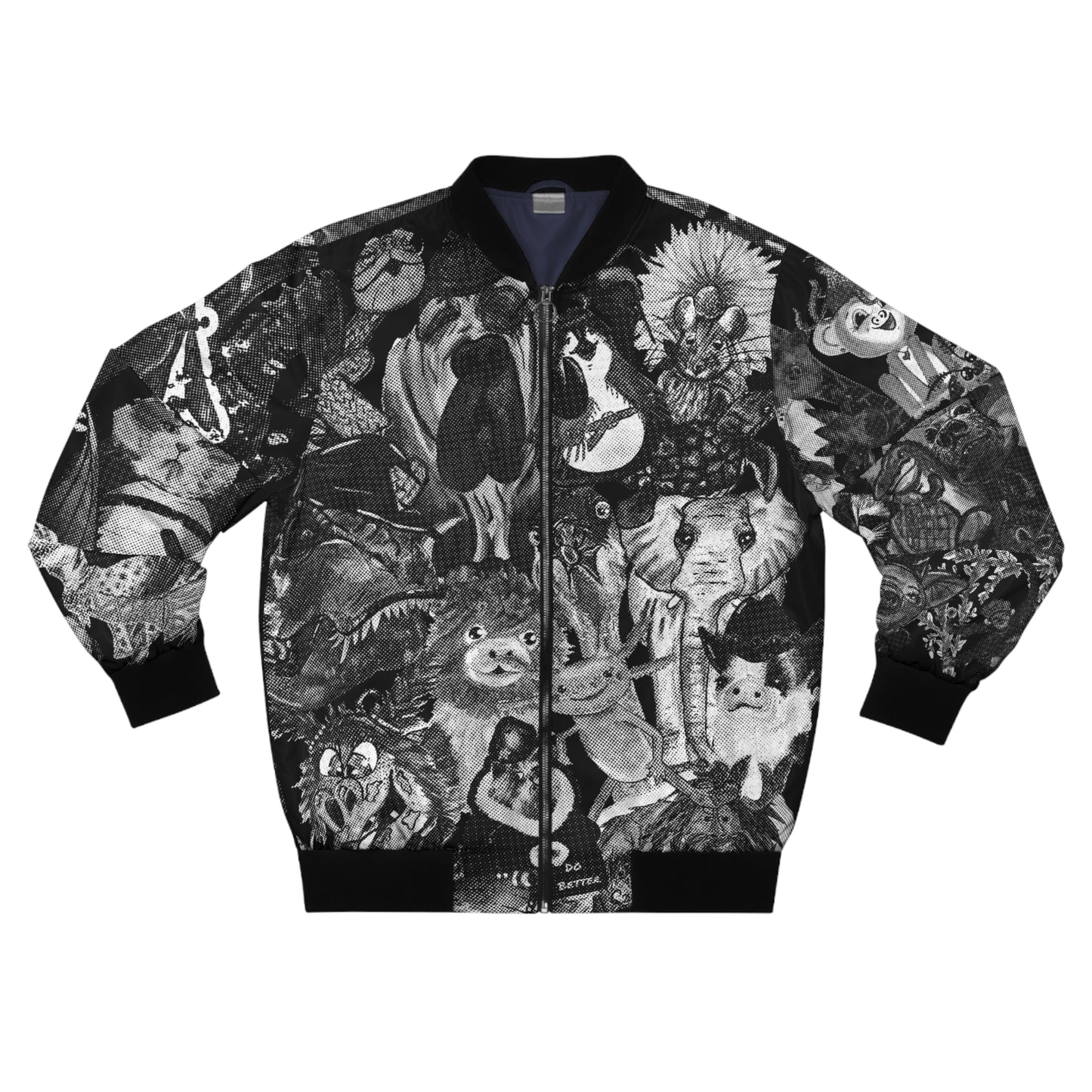 Black and White Animal Mashup Bomber Jacket (AOP)