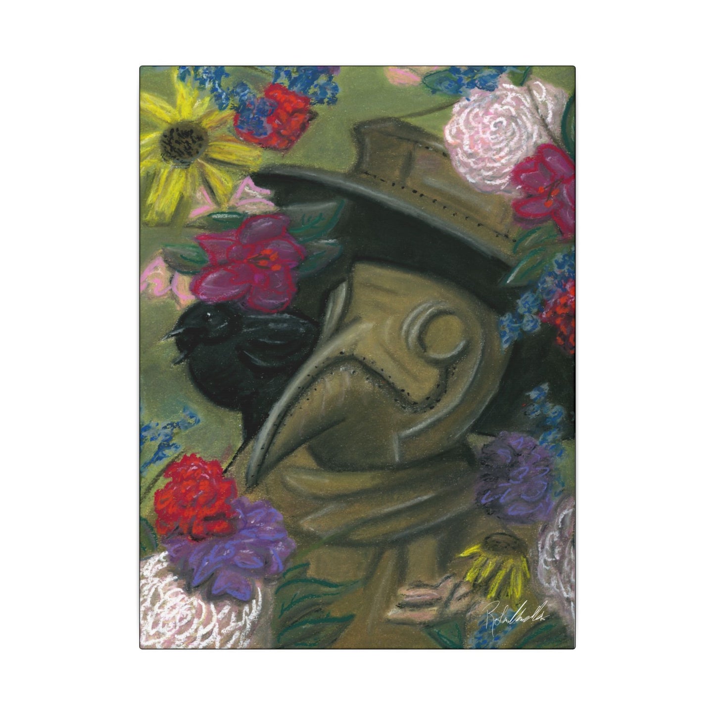 Plague Doctor and Raven Canvas Gallery Wrap