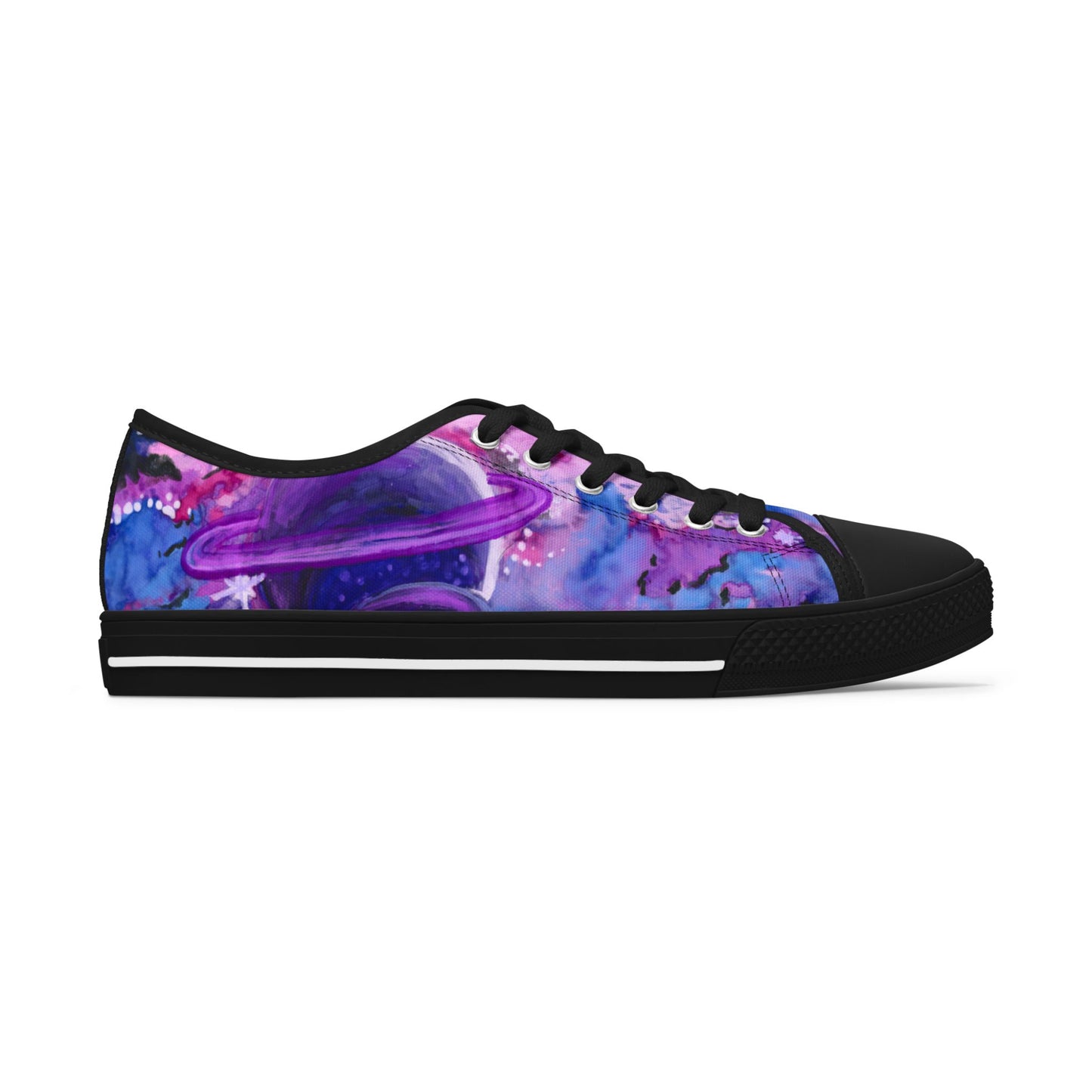Purple Galaxy Women's Low Top Sneakers — Abstract Tie-Dye Cosmic Design