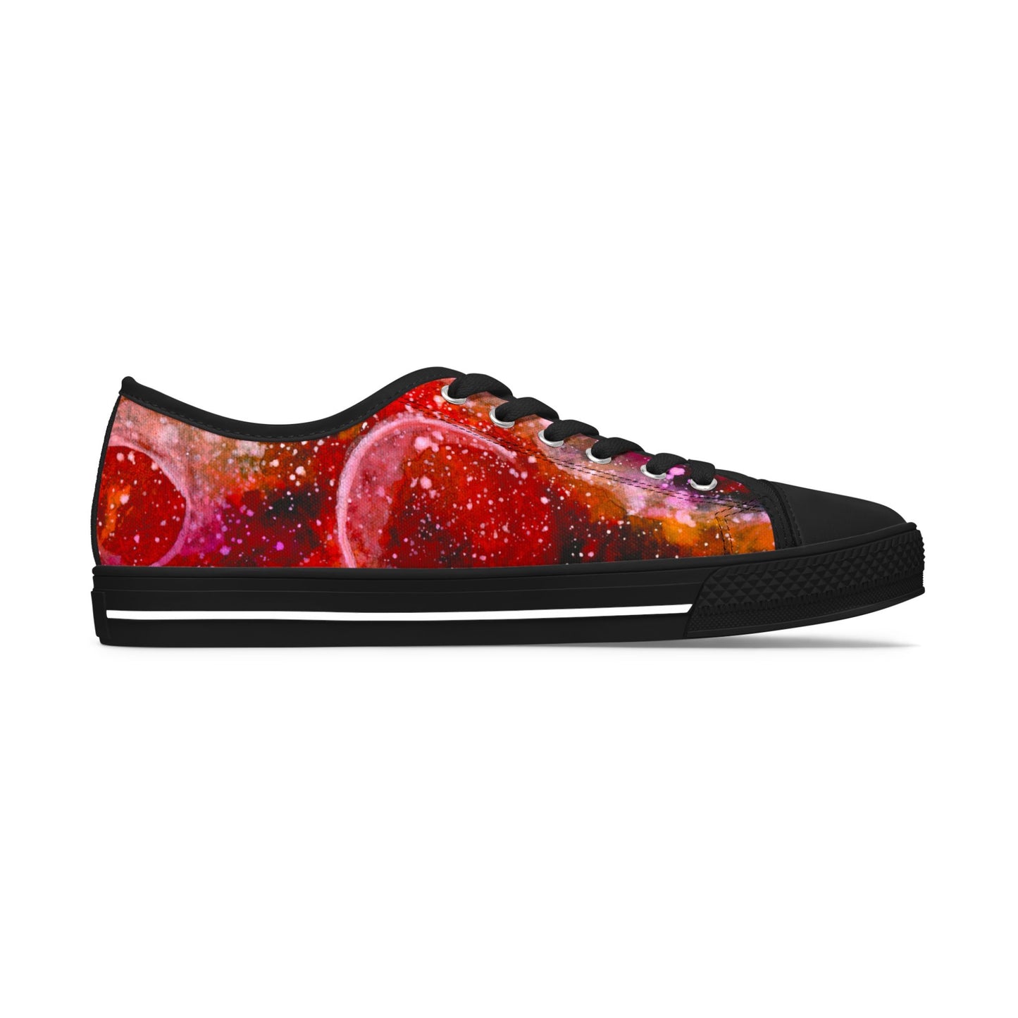 Low Top Sneakers — Red Cosmic Planet Print Women’s Sneakers