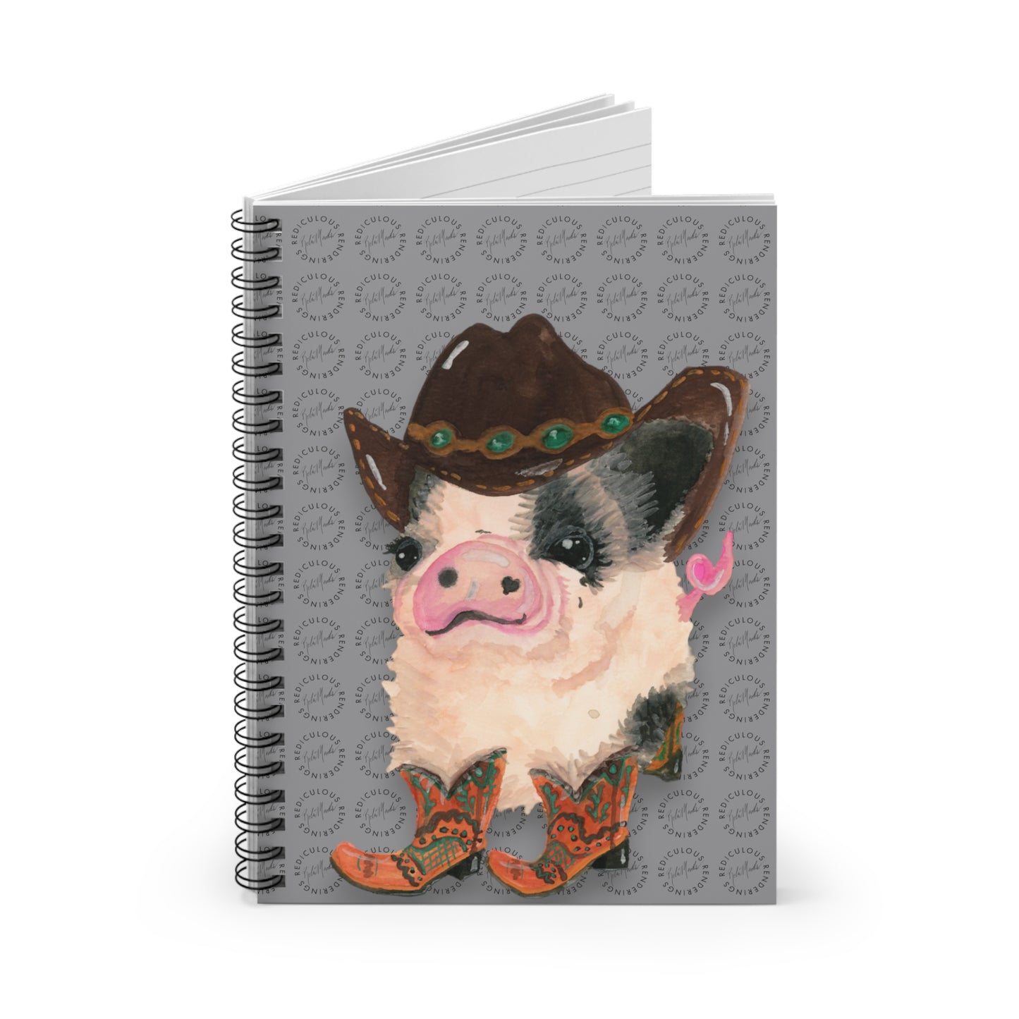 Cowboy Pig Ruled Line Notebook 118 Pages, Printed Cover