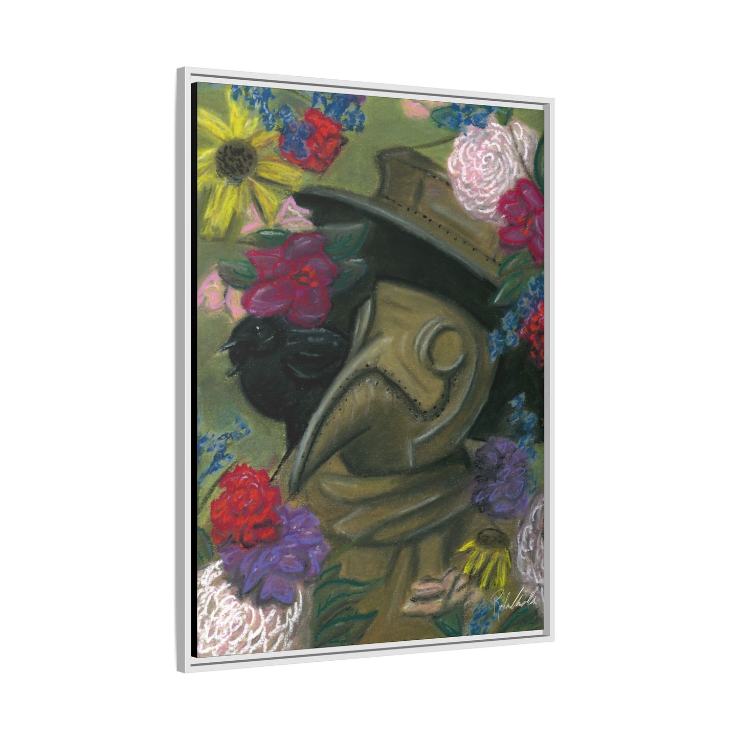 Plague Doctor and Raven Framed Wall Art