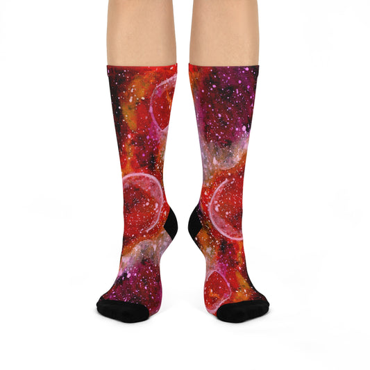 Orange Moons Galaxy Cushioned Crew Socks