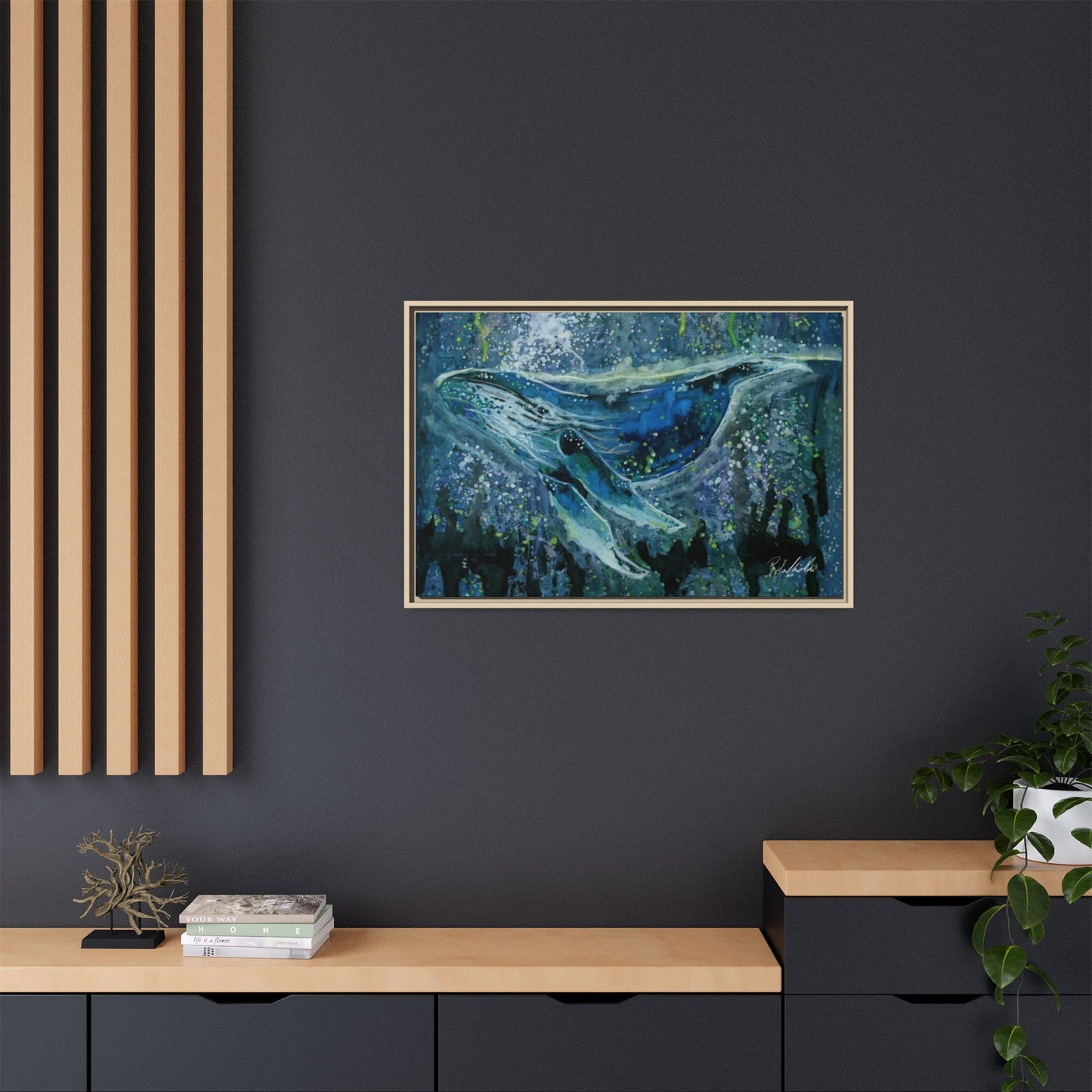 Watercolor Whale Framed Wall Art
