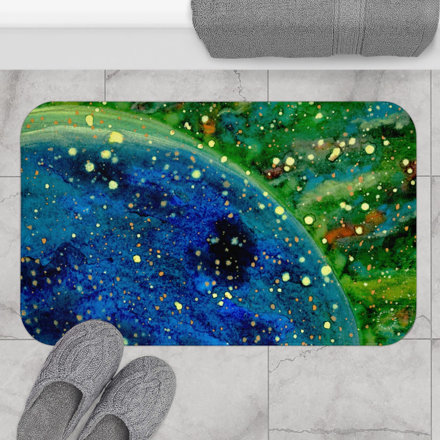 Blue Planet Galaxy Bath Mat  Anti-Slip, 100% Microfiber Rug- Home & Bathroom Supplies