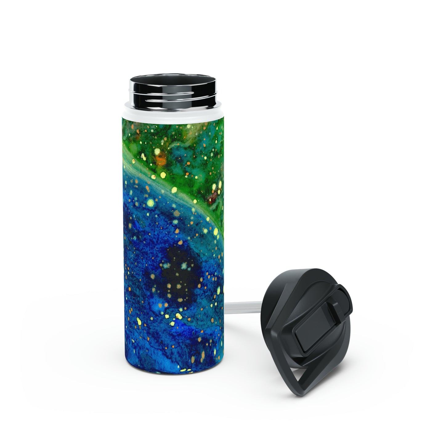 Blue Planet Galaxy Stainless Steel Water Bottle, Standard Lid