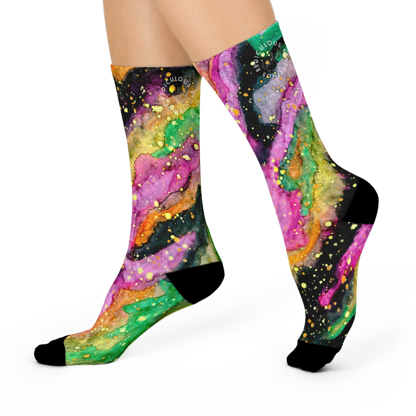 Neon Galaxy Cushioned Crew Socks