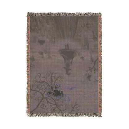 Witch in a Cemetery Woven Blanket — Gothic Moonlit Throw