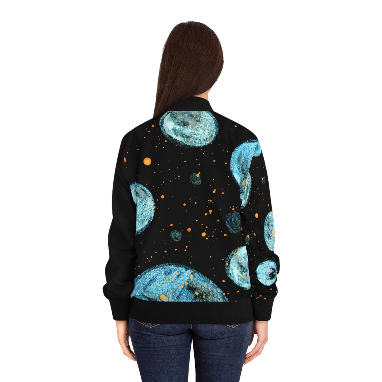 Little Blue Planets Galaxy Women's Bomber Jacket (AOP)