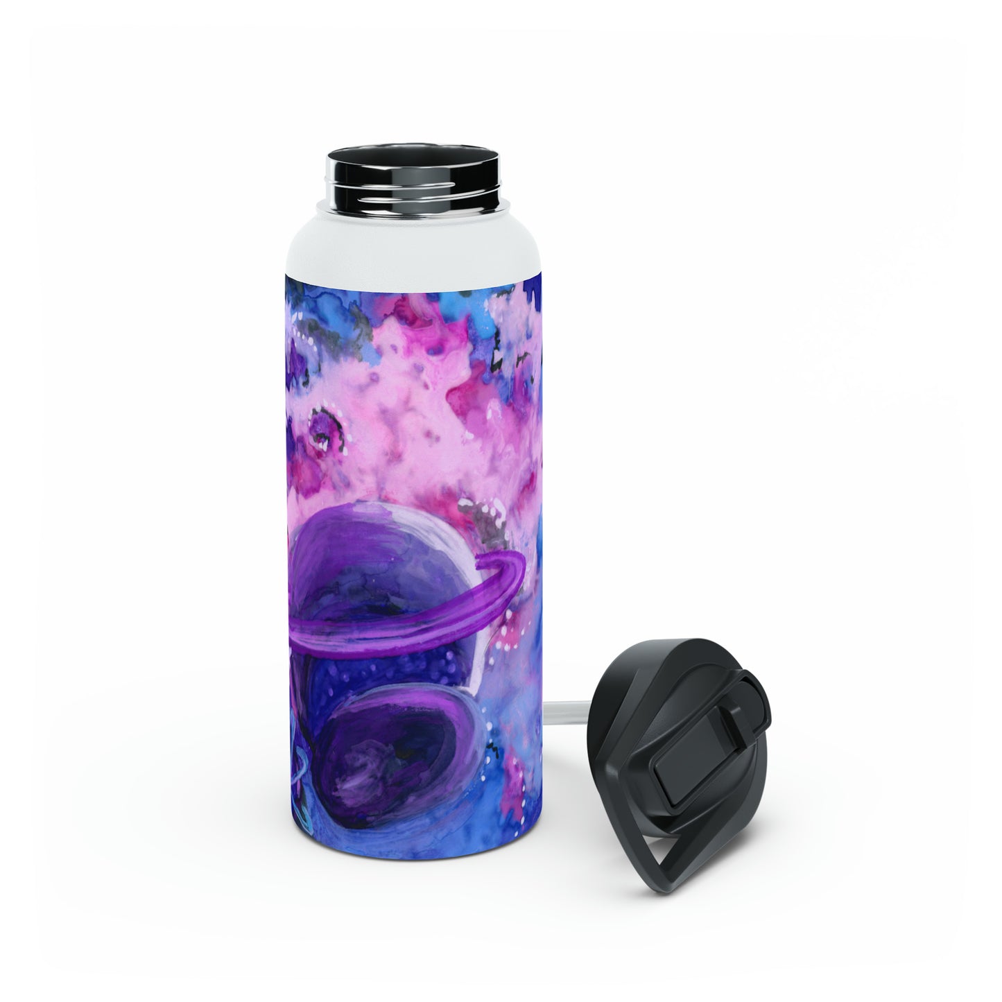 Purple Galaxy Stainless Steel Water Bottle, Standard Lid