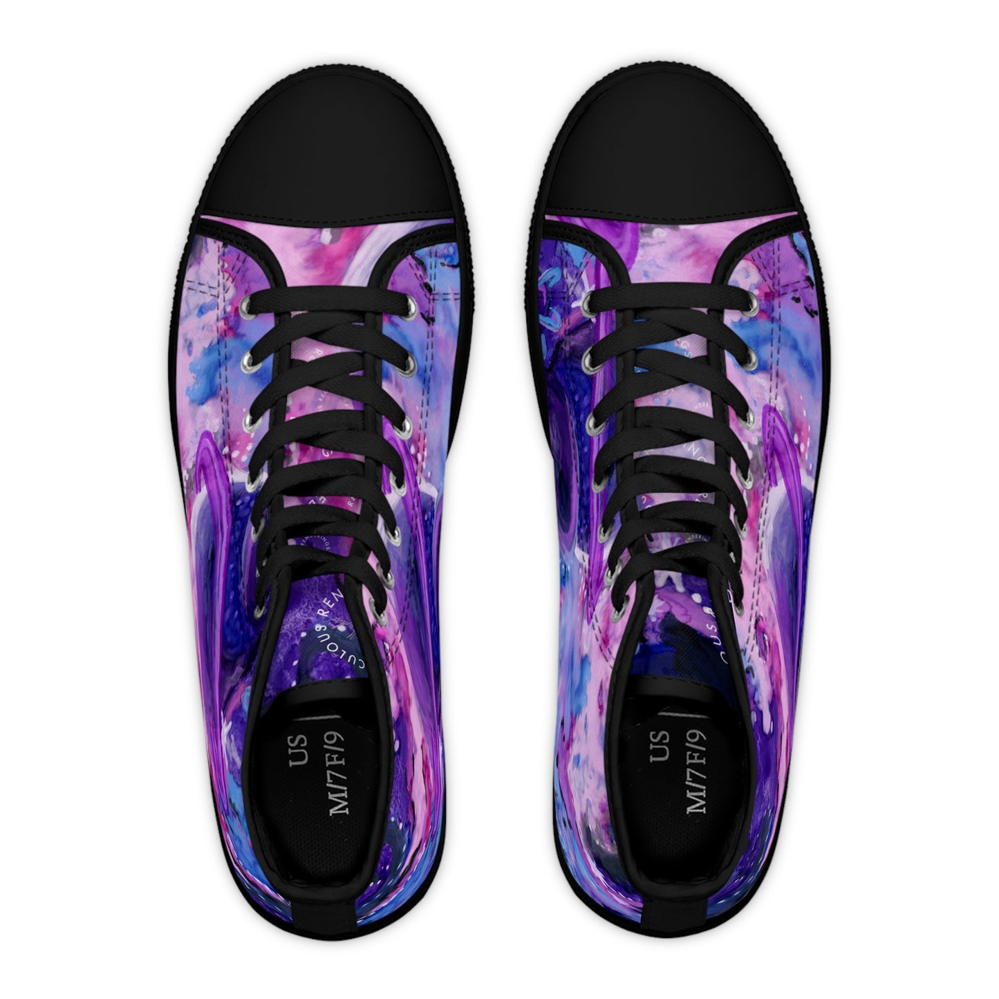 Galaxy Watercolor High Top Sneakers — Purple Planet Cosmic Print for Women
