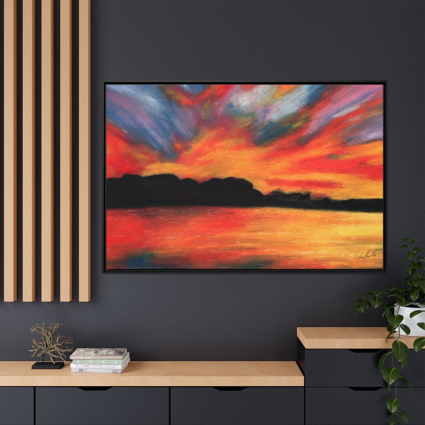 Sunset Over The Lake Framed Wall Art