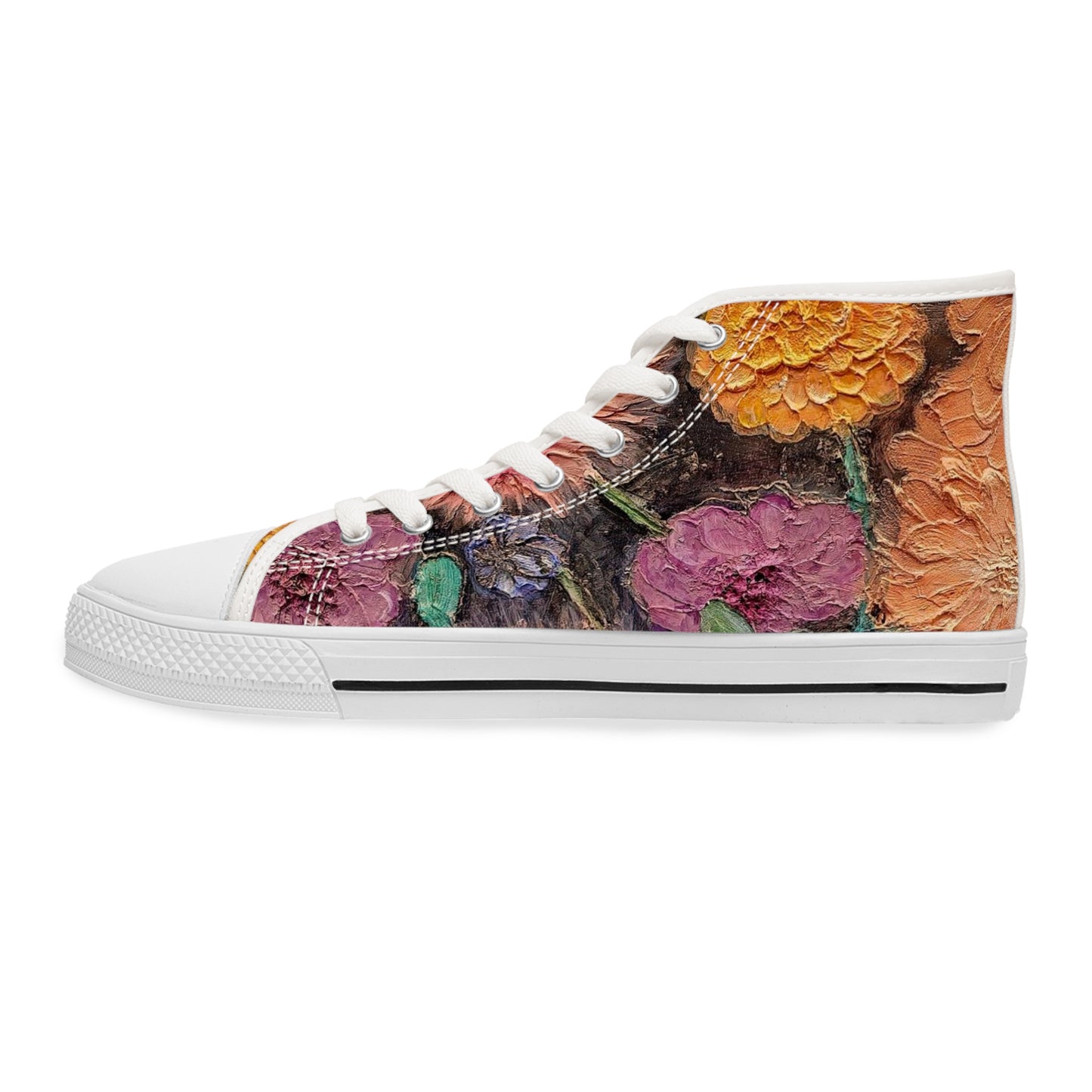 Flower Unisex High Top Sneakers Closed Toe Casual Walking Fashion Shoes