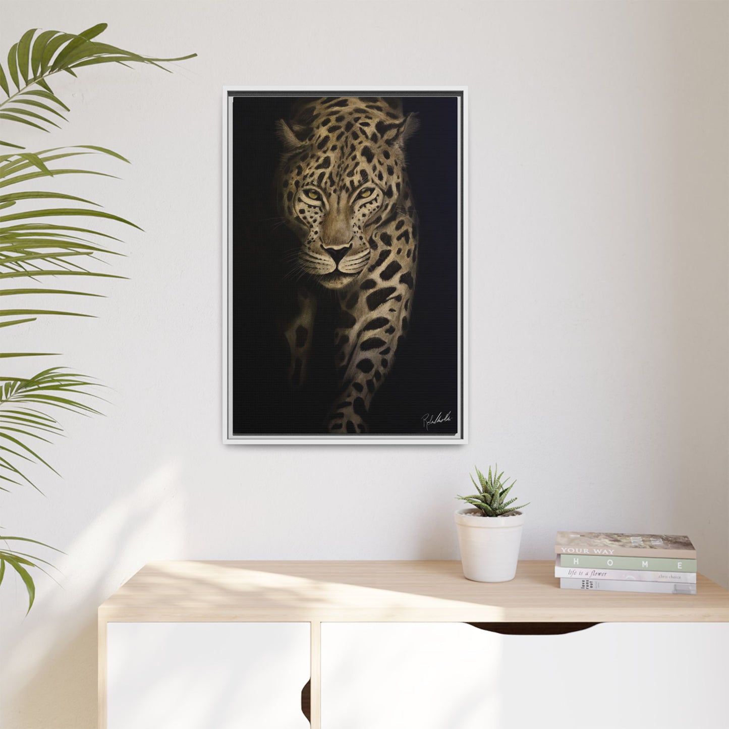 Leopard at Night Framed Wall Art