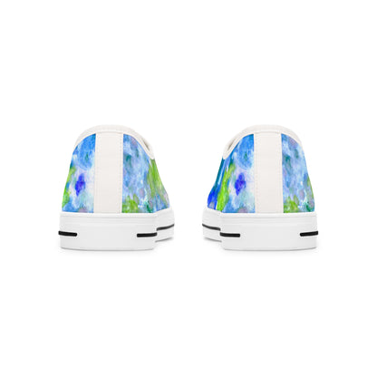 Floral Watercolor Low Top Sneakers — Blue Green Garden Print
