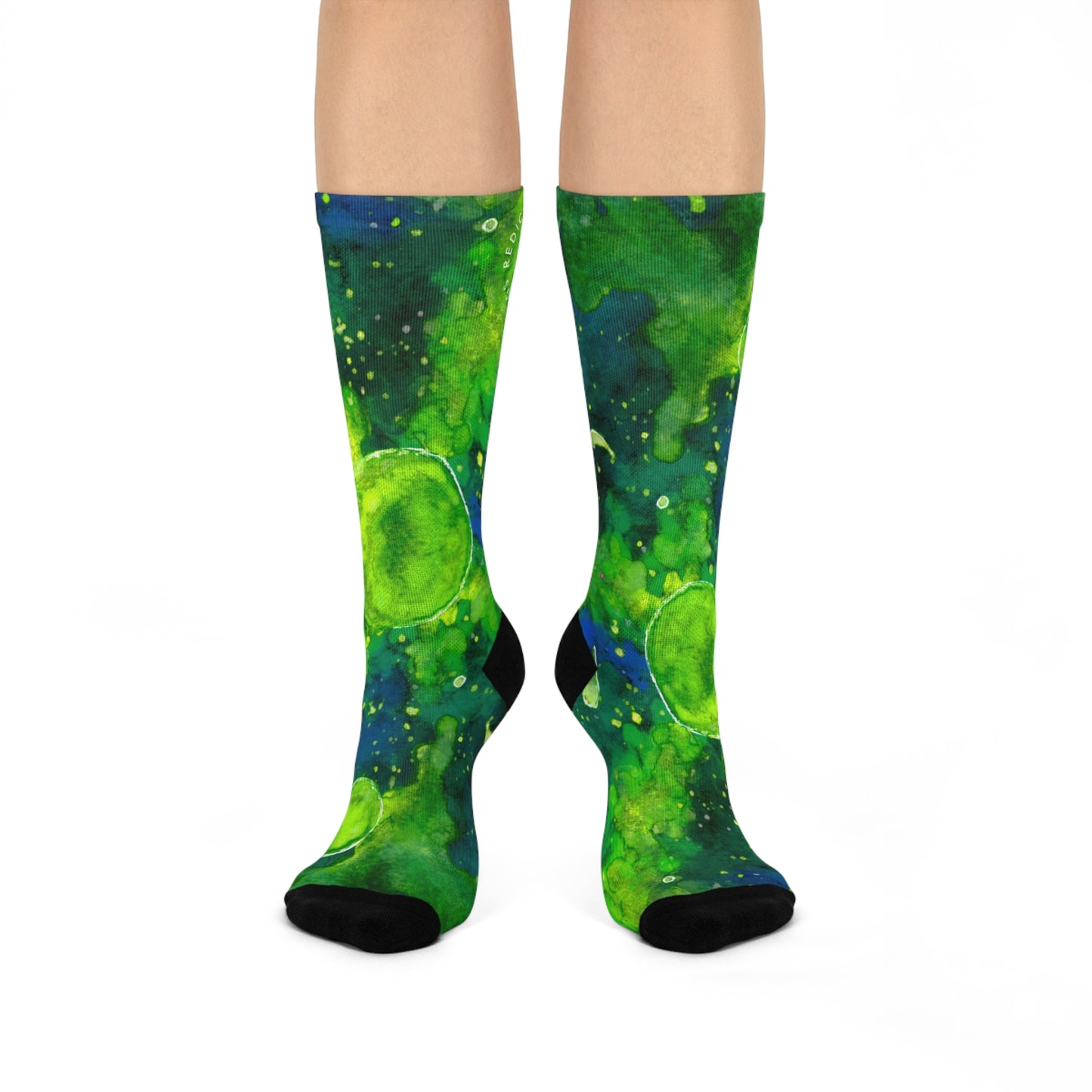 Green Galaxy Cushioned Crew Socks