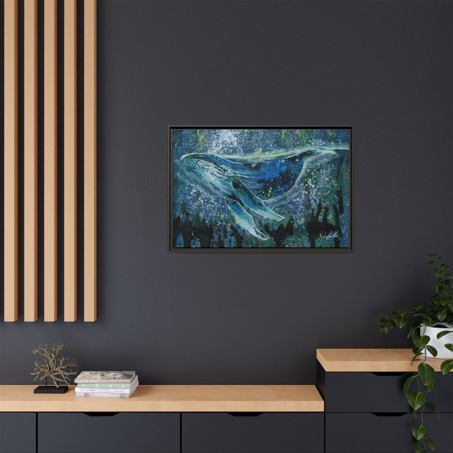 Watercolor Whale Framed Wall Art