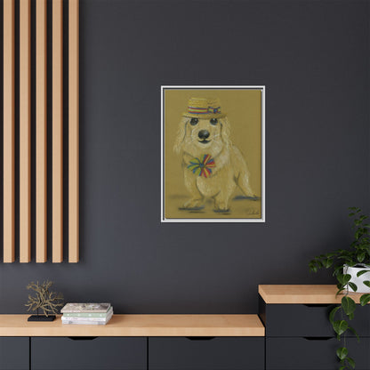 Weiner Dog in Hat Framed Wall Art