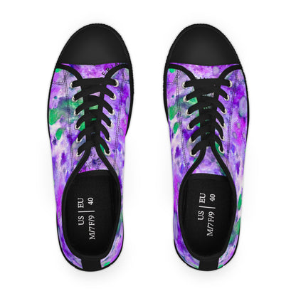 Purple Tie-Dye Low Top Sneakers — Women's Casual Canvas Shoes
