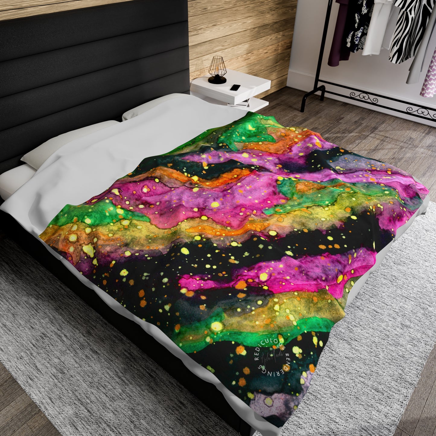 Neon Galaxy Velveteen Plush Blanket