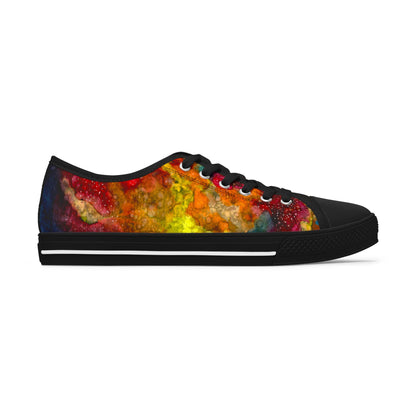 Low Top Sneakers — Vibrant Abstract Watercolor Print for Women