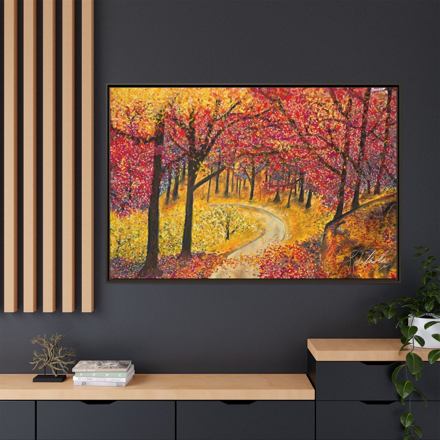 Vibrant Fall Forest Framed Wall Art