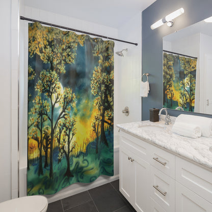 Fire Sun Trees Shower Curtain