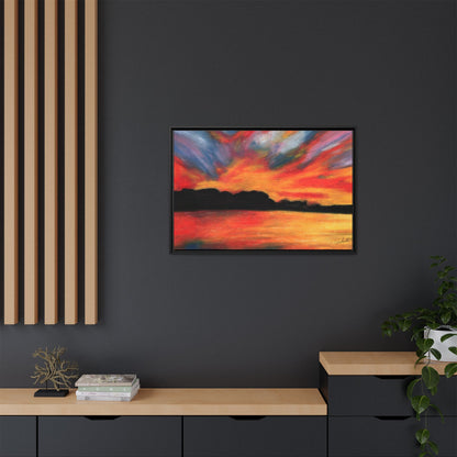 Sunset Over The Lake Framed Wall Art
