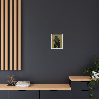 Black Lab Dog in Top Hat Framed Wall Art