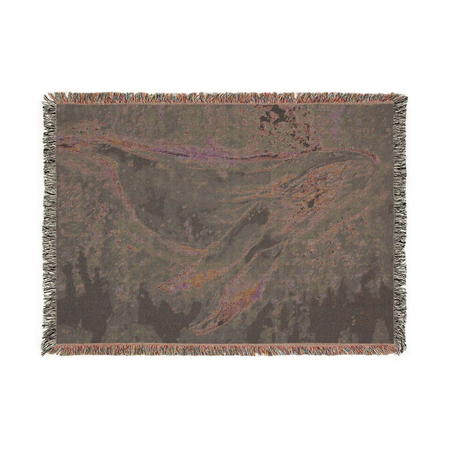 Whale Mosaic Woven Blanket — Starry Ocean Throw for Beach Lovers & Nautical Home Decor