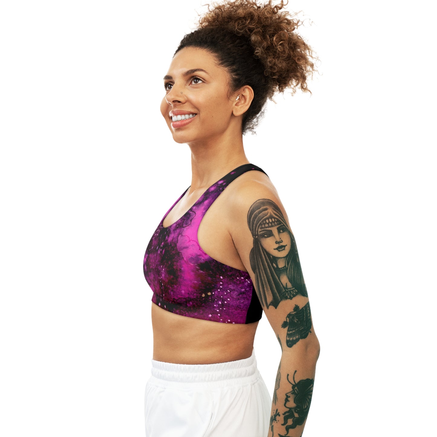 Rose Colored Galaxy Seamless Sports Bra (AOP)