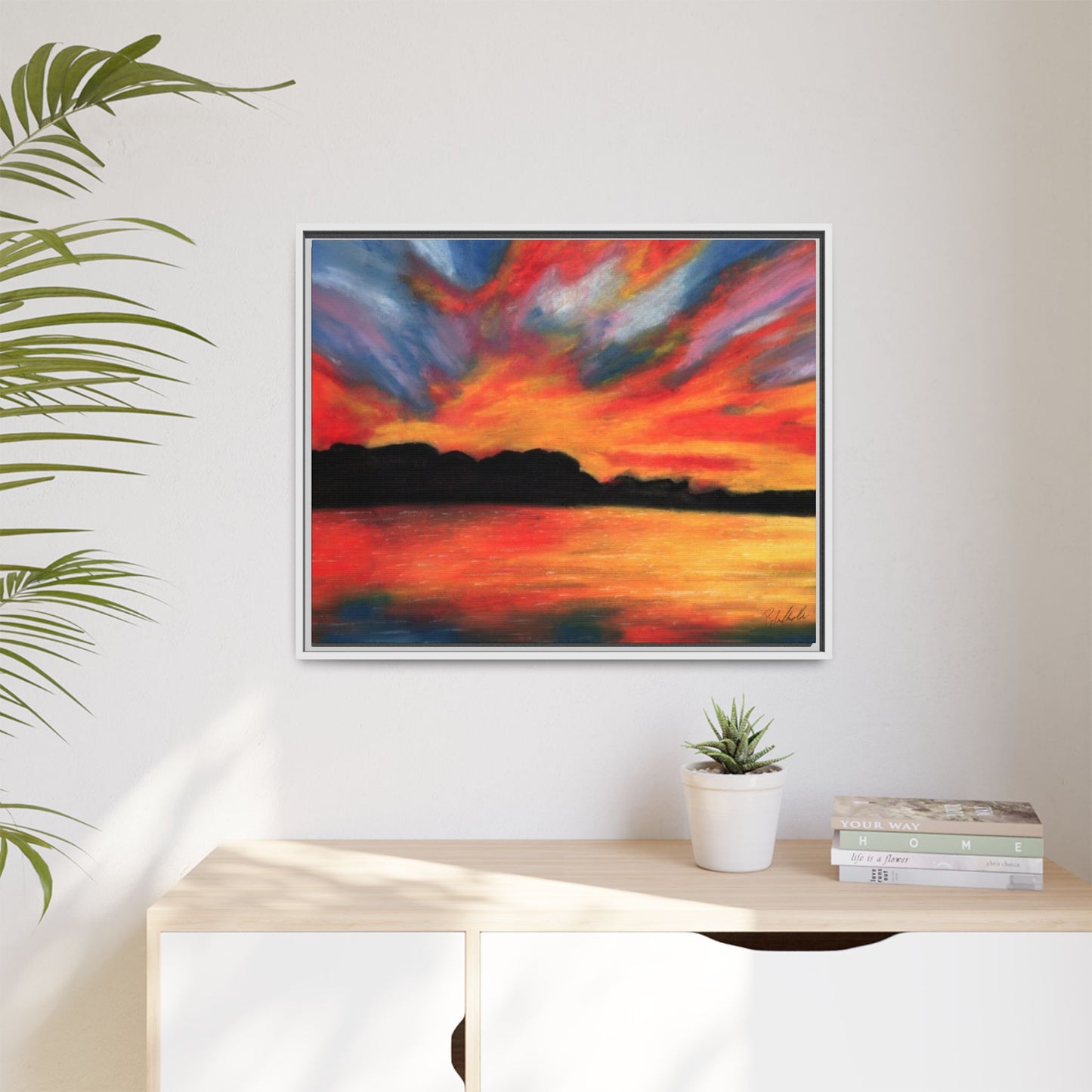 Sunset Over The Lake Framed Wall Art