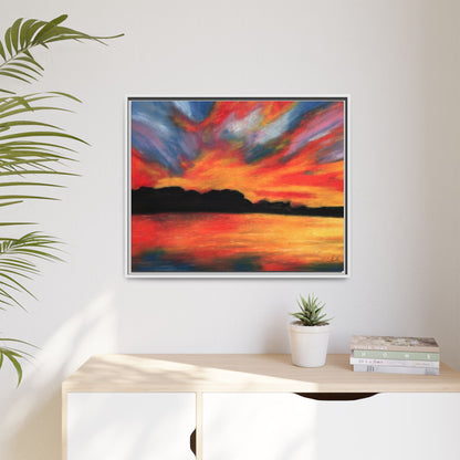 Sunset Over The Lake Framed Wall Art