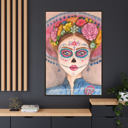 Day of the Dead Skull Woman Framed Wall Art