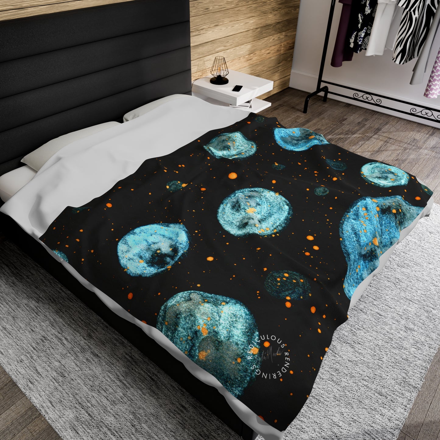 Little Blue Planets Galaxy Velveteen Plush Blanket