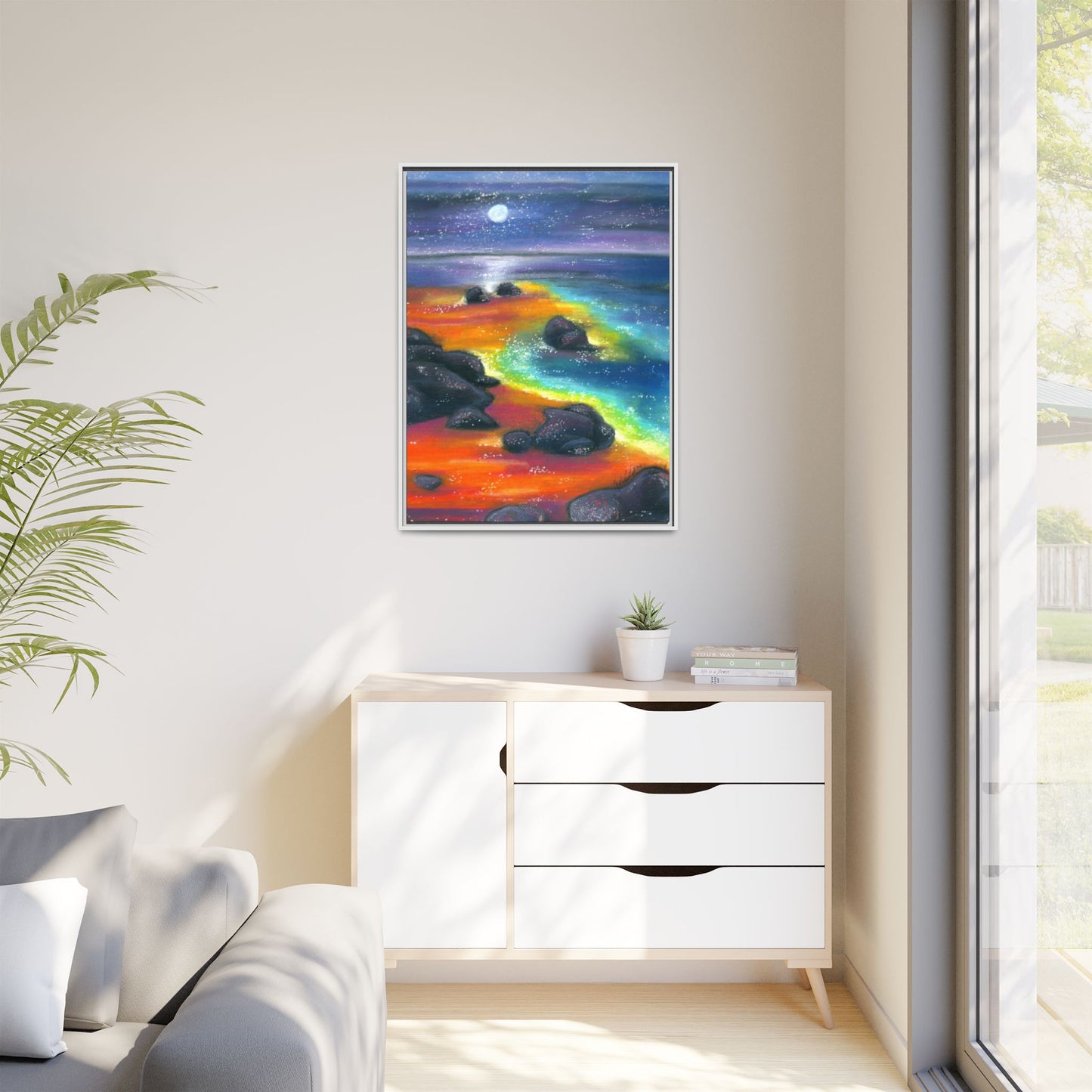 Beach at Night Frame Wall Art