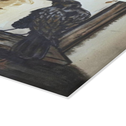 Raven Window Glass Cutting Board — Gothic Kitchen Decorative Chopping Board
