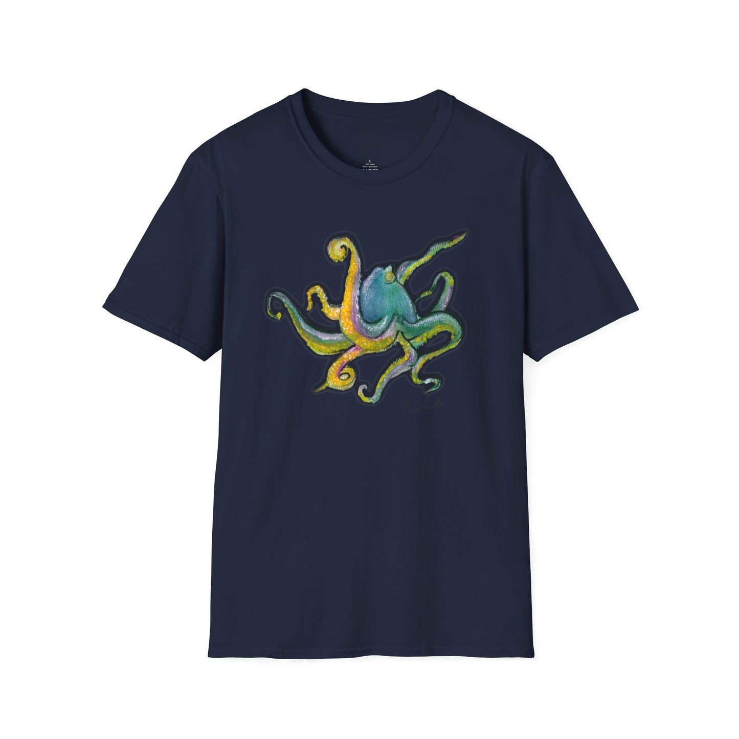 Green octopus Unisex Softstyle T-Shirt