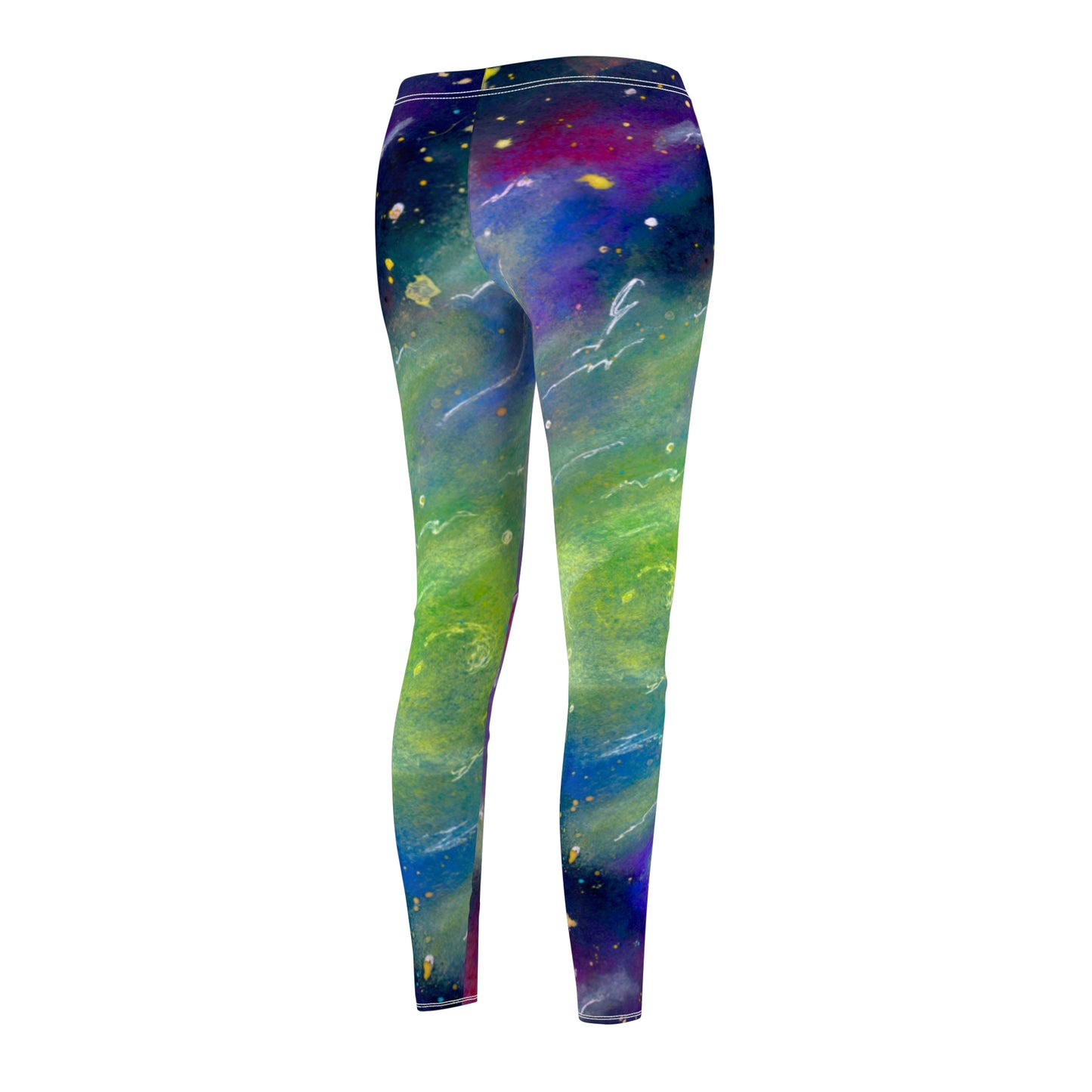 Rainbow Vortex Galaxy Women's Cut & Sew Casual Leggings (AOP)