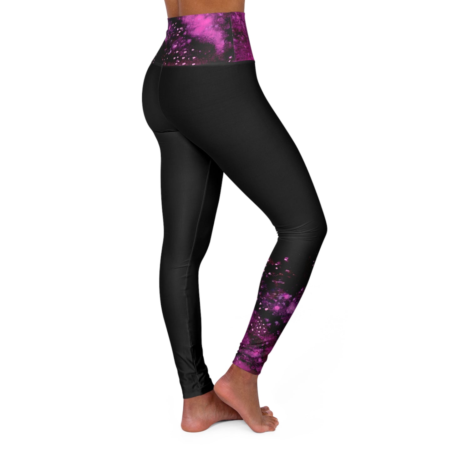 Rose Colored Galaxy High Waisted Yoga Leggings (AOP)