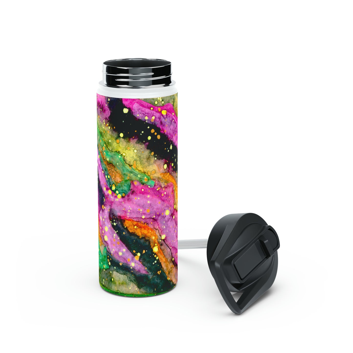 Neon Galaxy Stainless Steel Water Bottle, Standard Lid