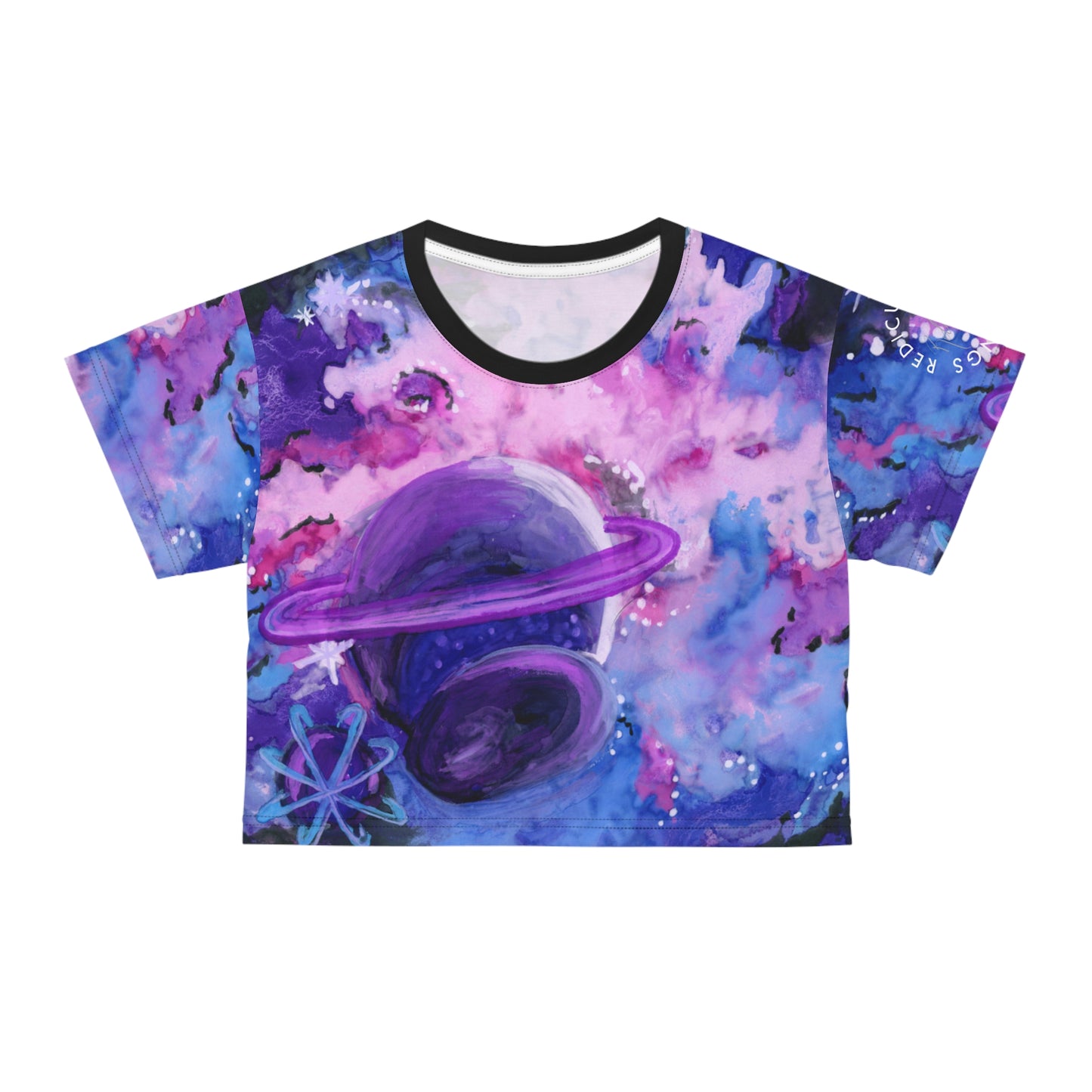 Galaxy Watercolor Crop Tee – Purple Planet Astronautic All-Over Print