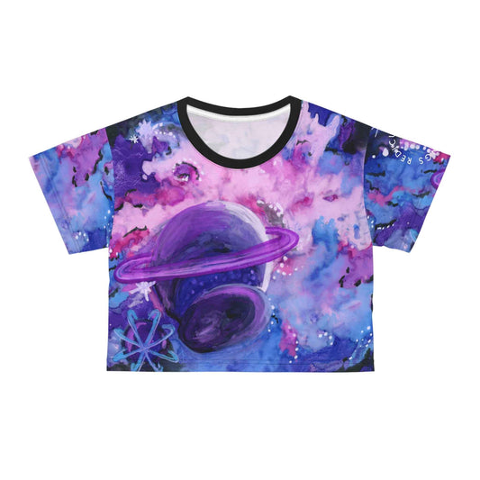 Galaxy Watercolor Crop Tee – Purple Planet Astronautic All-Over Print