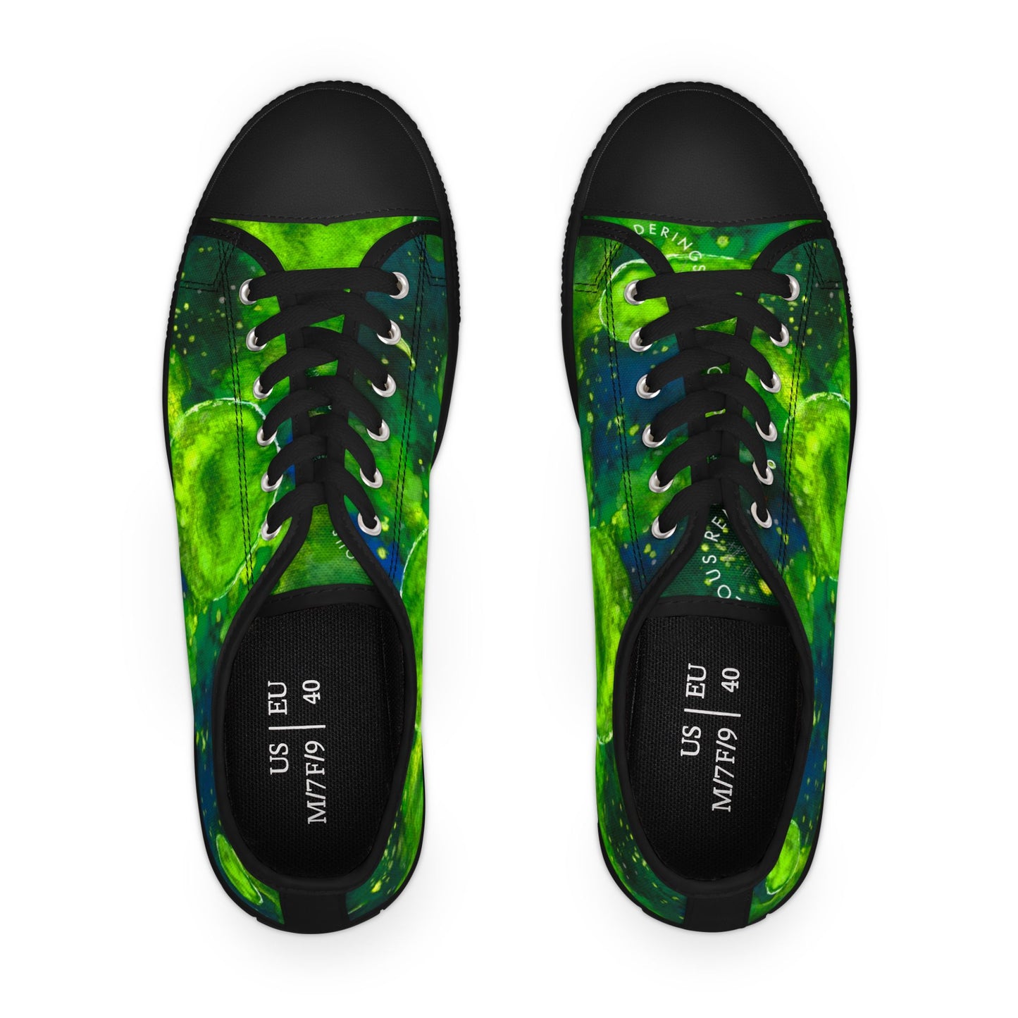 Low Top Sneakers — Green Galaxy Moon Pattern