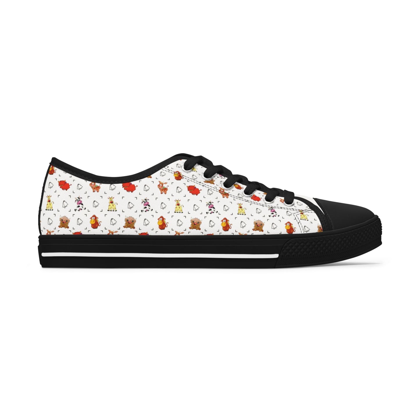 Cute Cow Bell Printed Women's Classic Low Top Sneaker Shoes